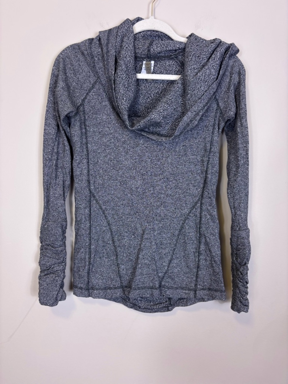 XCVI Heathered Gray Hooded‎ Cowl Neck Cotton Long-Sleeve Women's Top Small